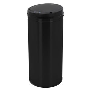 Poubelle 50 litres noir brillant inox brossé de ML-Design