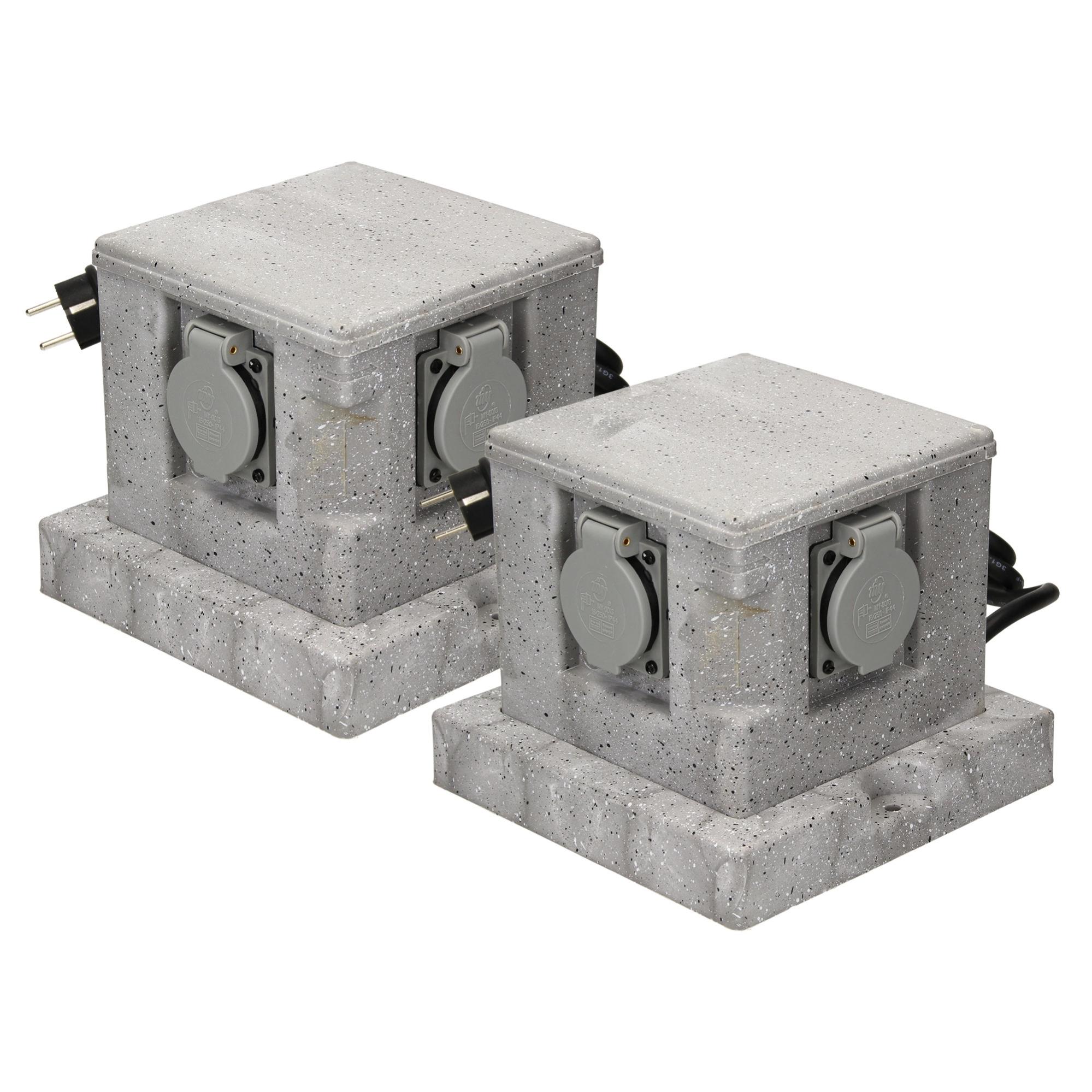 KESSER® Enchufe De Jardín Con Aspecto De Piedra Con 4 Tomas - Con Función WiFi Control Vía App