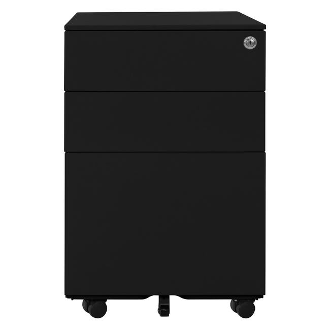 2x Caja con ruedas con 3 cajones escritorio 39x50x56cm mueble almacenaje  negro