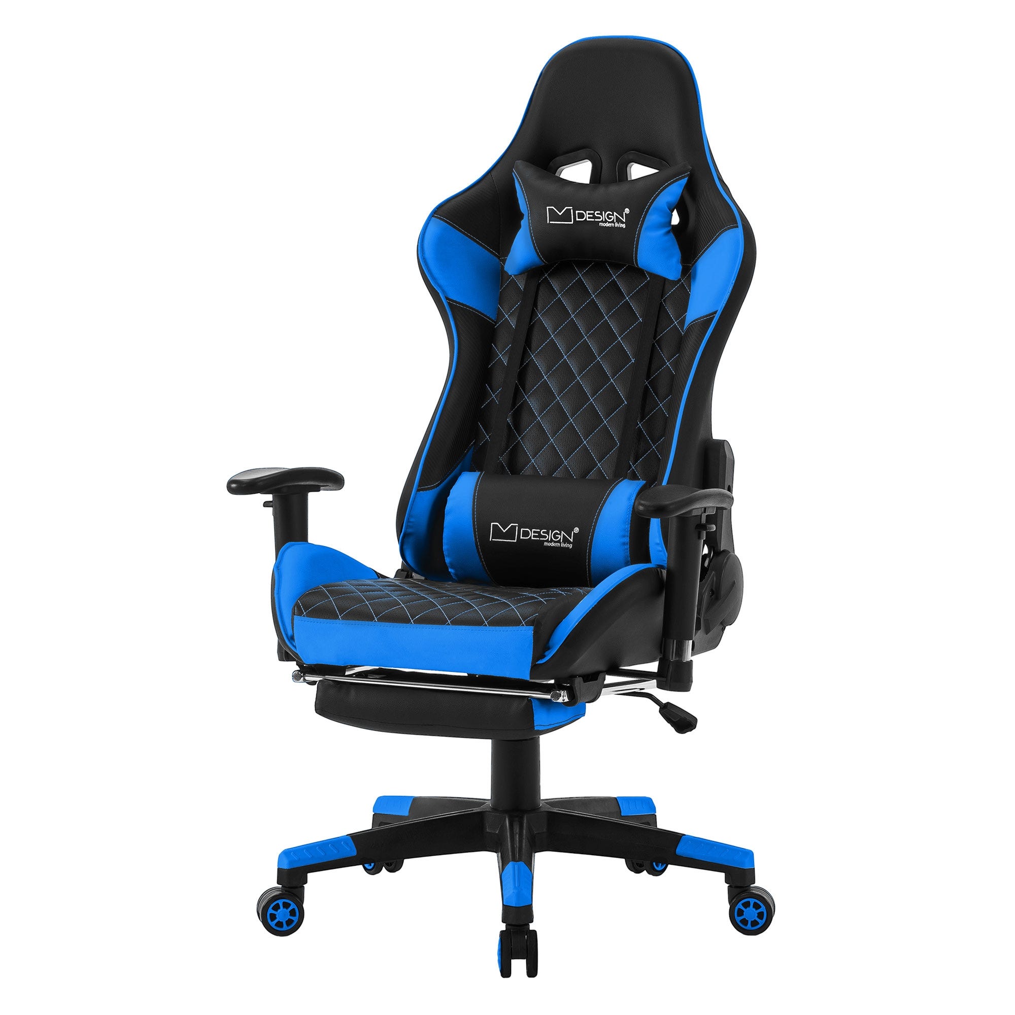 ML-Design Chaise de Gaming avec Repose-pieds, Bleu, Similicuir, Chaise de  Bureau Ergonomique avec Accoudoirs