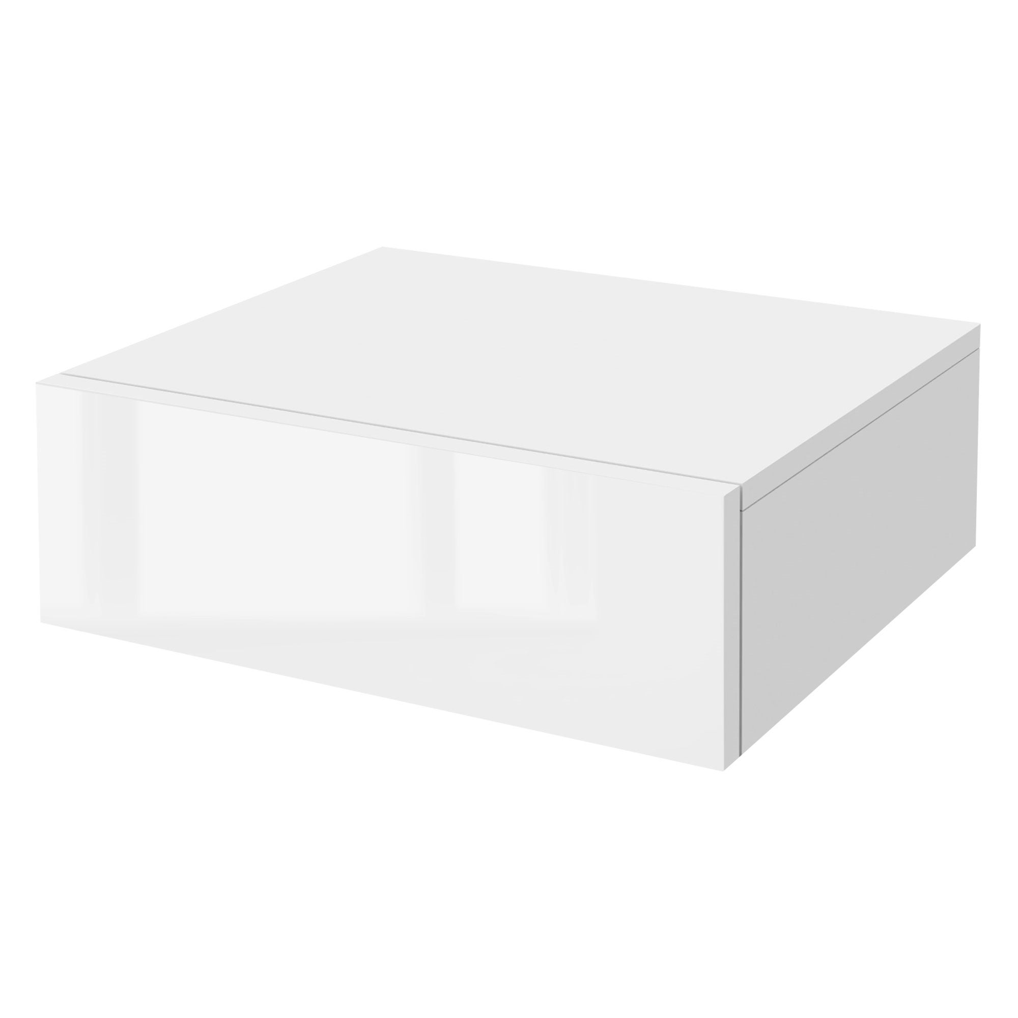 Comodino sospeso 46x30x15 cm Bianco lucido in MDF incl. cassetto