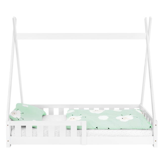 Cama infantil tipi blanco con protección anticaída 140x70 cm ML-DESIGN
