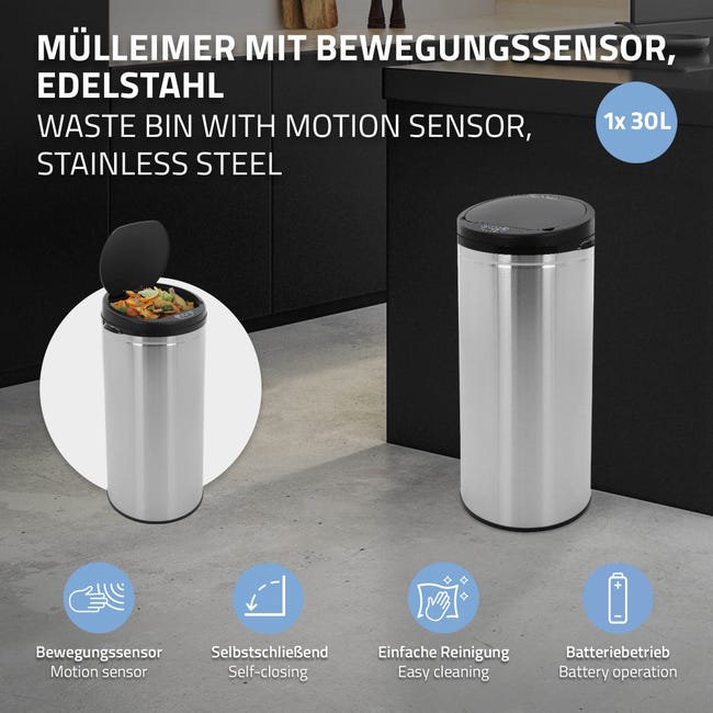 Cubo de basura con sensor 30L / 50L papelera automática para residuos a  elegir