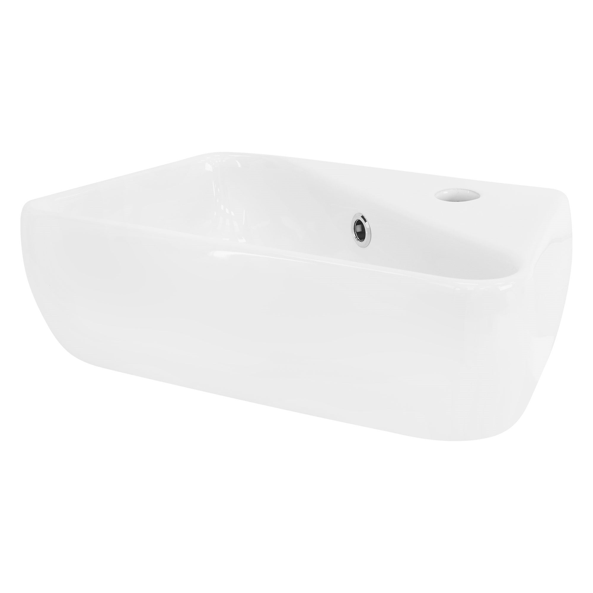 Lavabo bagno angolare in ceramica lavandino con troppopieno 450x360x130mm  bianco