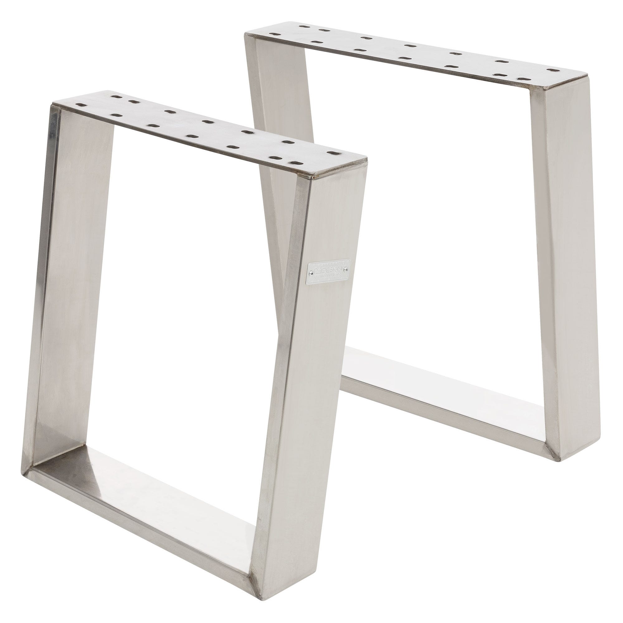 Set di 2 Gambe per tavolo in acciaio argento 40x43 cm struttura panche  tavolini