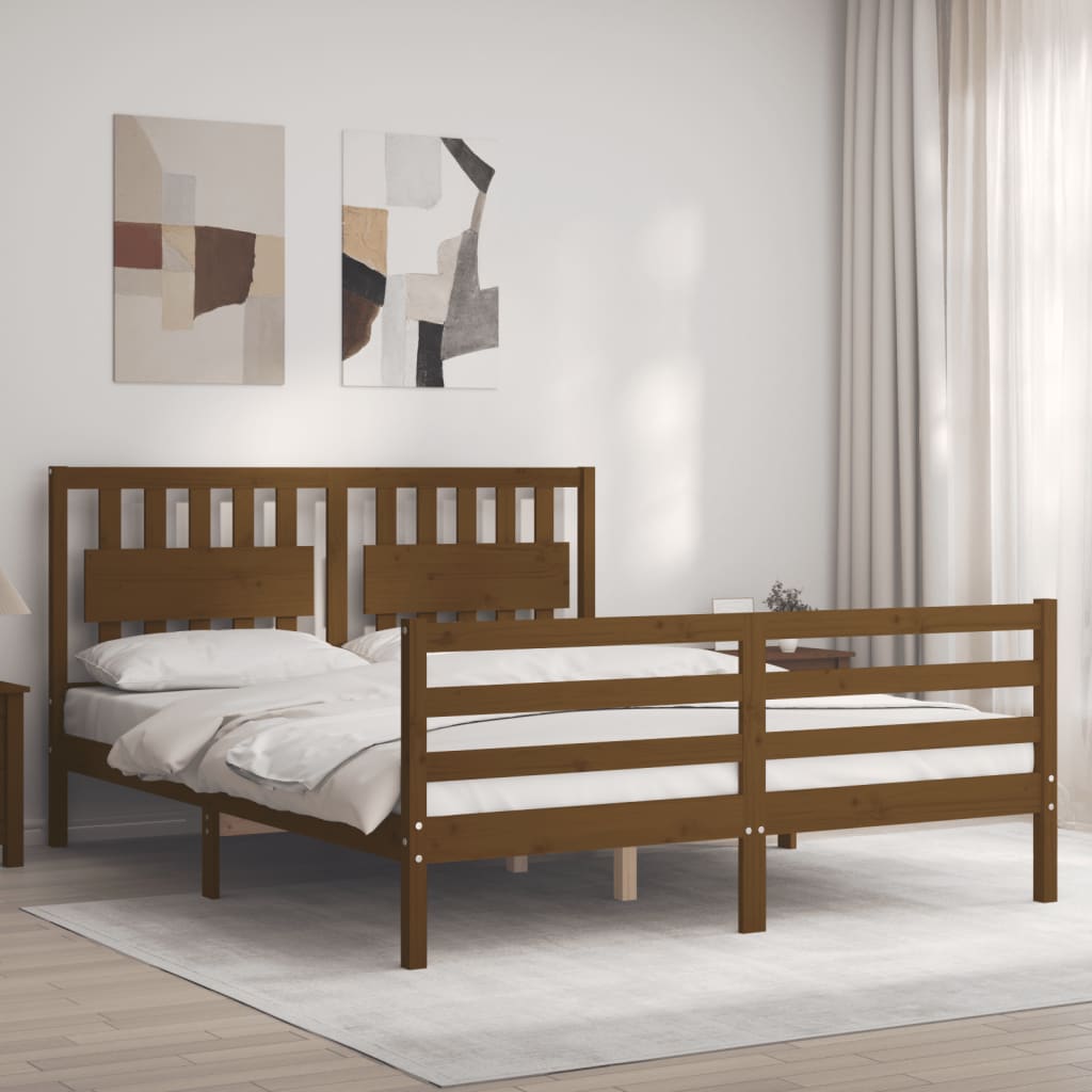 Maison Exclusive - Estructura de cama de madera maciza marrón miel 160x200  cm
