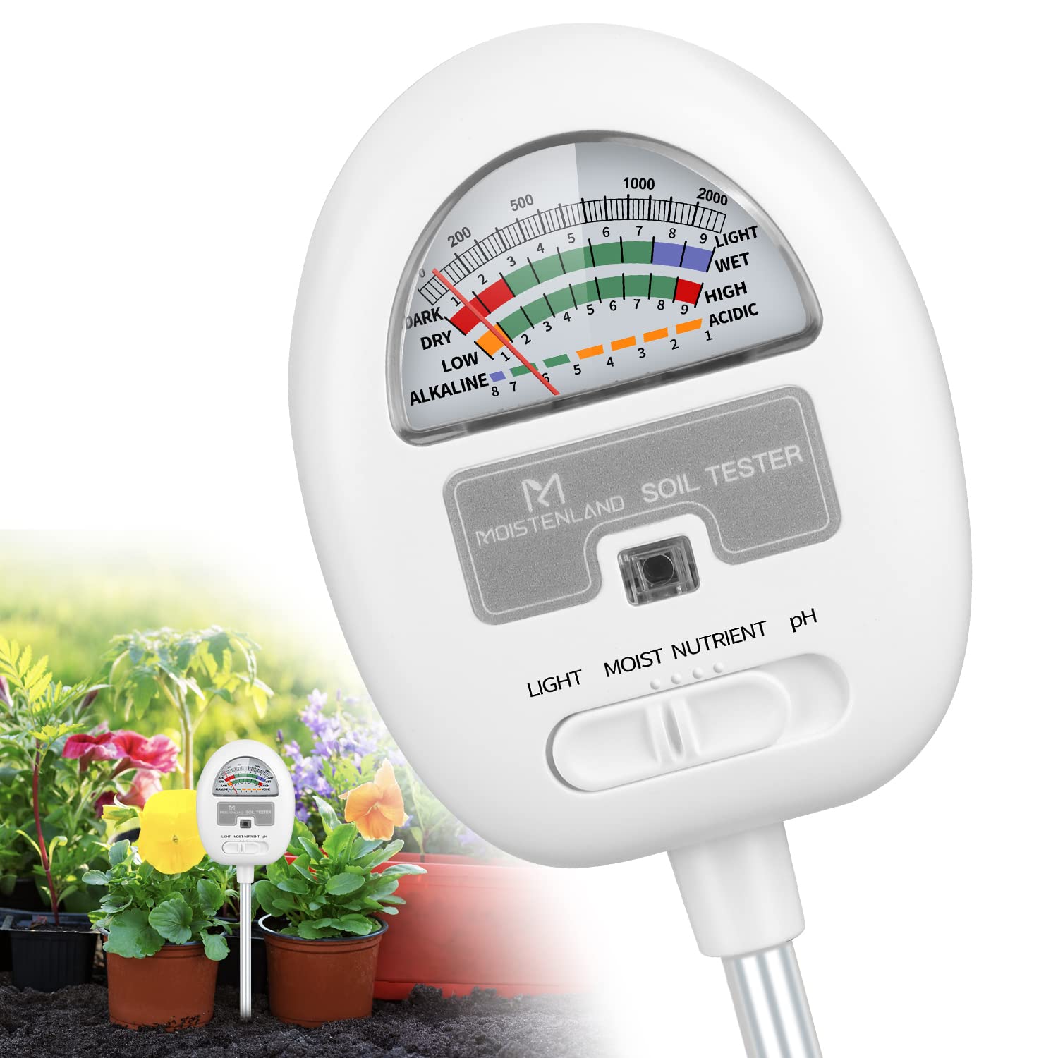 Acquista Yieryi Digitale 4 in 1 Misuratore PH del Suolo Misuratore di  Umidità Temperatura Tester della Luce Solare per Piante da Giardinaggio  Agricoltura con Luce Nera