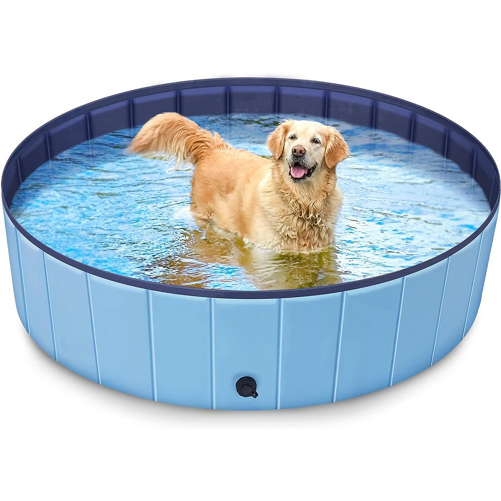 Piscina plegable para perros grandes y pequeños, incluye juguete para perros,  piscinas plegables para niños y perros, bañera para perros (M) 100cm