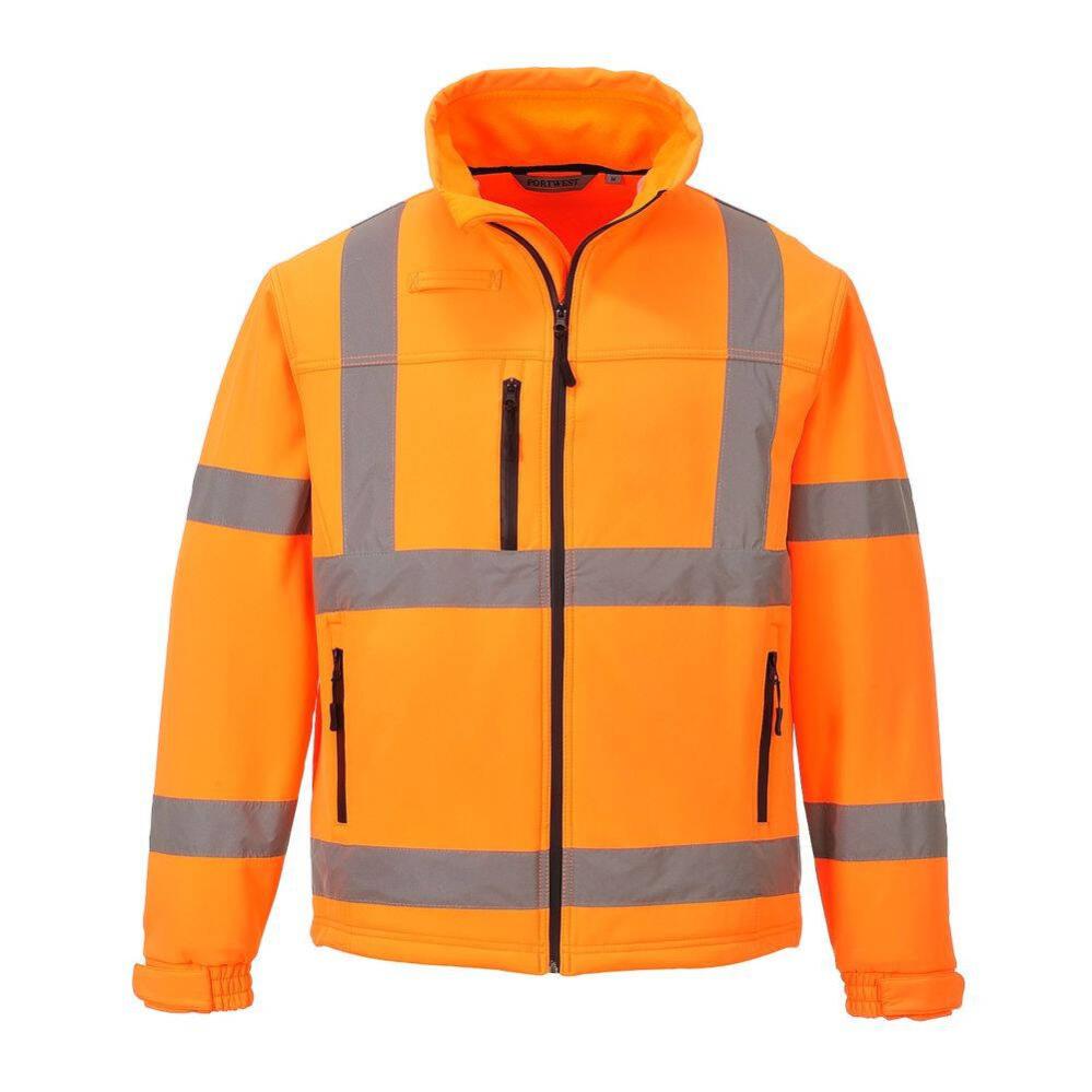 Portwest Veste Softshell Haute Visibilité DX4 – Orange/Noir XL – Imperméable, Respirante, Hi-Vis Avec Bandes Réfléchissantes Et Poches Multiples