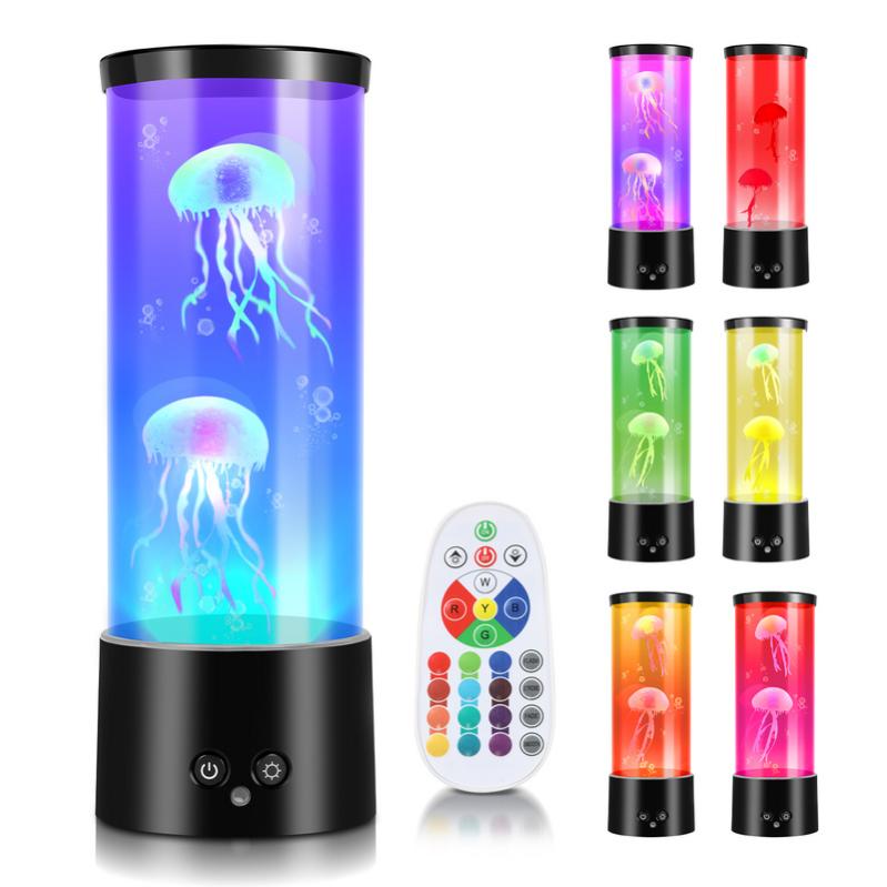 Lampe à Lave Méduse Océan - Avec Télécommande 17 Couleurs - Veilleuse Poissons - Neuve