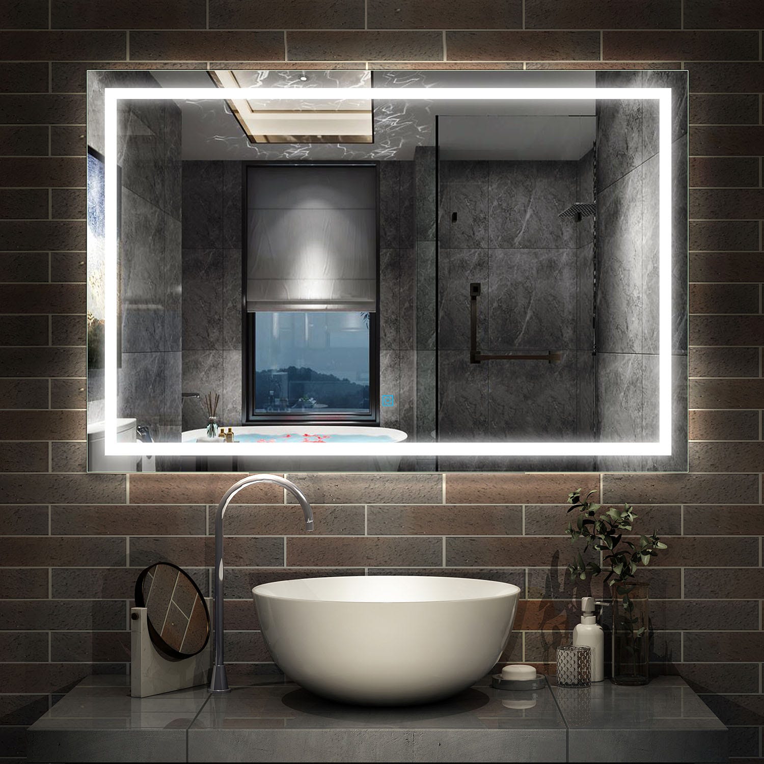 Espejo de baño con luz LED 100x80cm antivaho, Aica