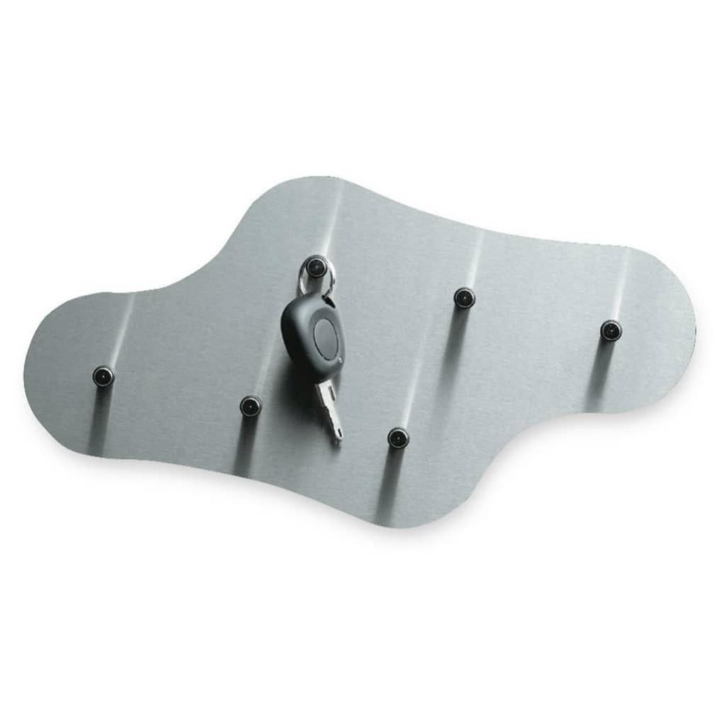 Pannello Magnetico Portachiavi In Acciaio 42x12 Cm – Rivestimento In Feltro Grigio, Regge 7 Mazzi, Montaggio A Muro