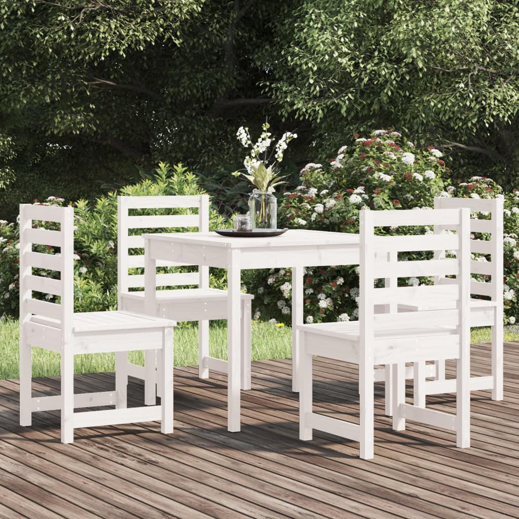 VidaXL Set da Pranzo per Giardino 5pz Bianco in Legno Massello di Pino