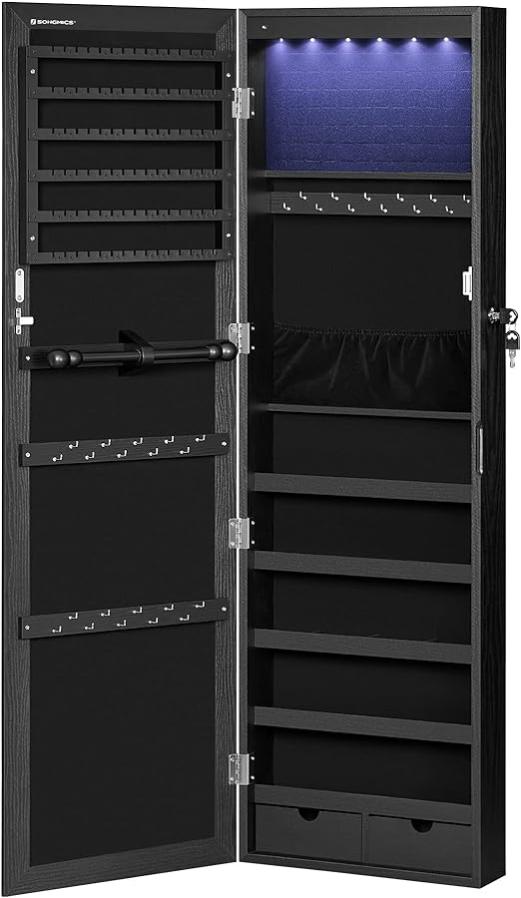 2 Supports Muraux Pour Bijoux En Métal Noir - Rangement Colliers, Bracelets, Boucles D'oreilles - Design élégant - 12