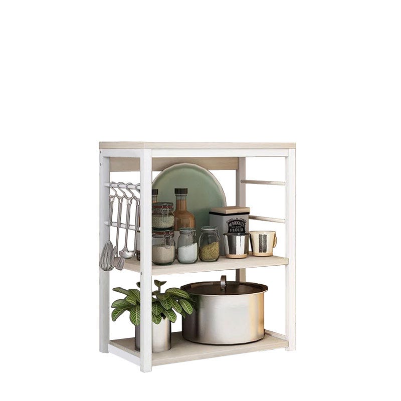 Etagère de cuisine, meuble de cuisine haut avec étagères de rangement,  cadre métallique blanc, étagère industrielle pour micro-ondes 50x30x130 cm  Coul