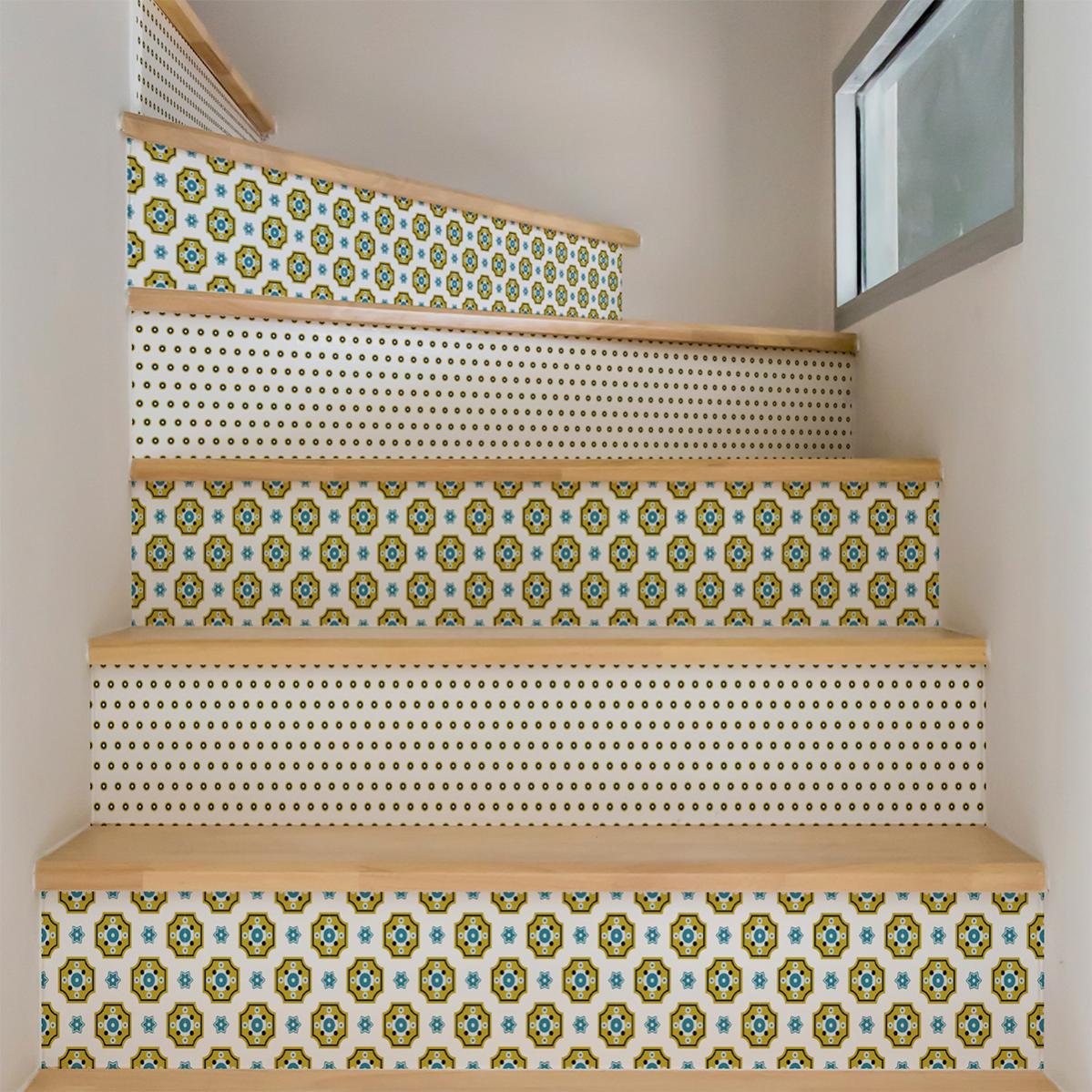 Stickers Contremarche Escalier Workid - 13 Pièces 18x100cm - Motif Carreaux De Ciment