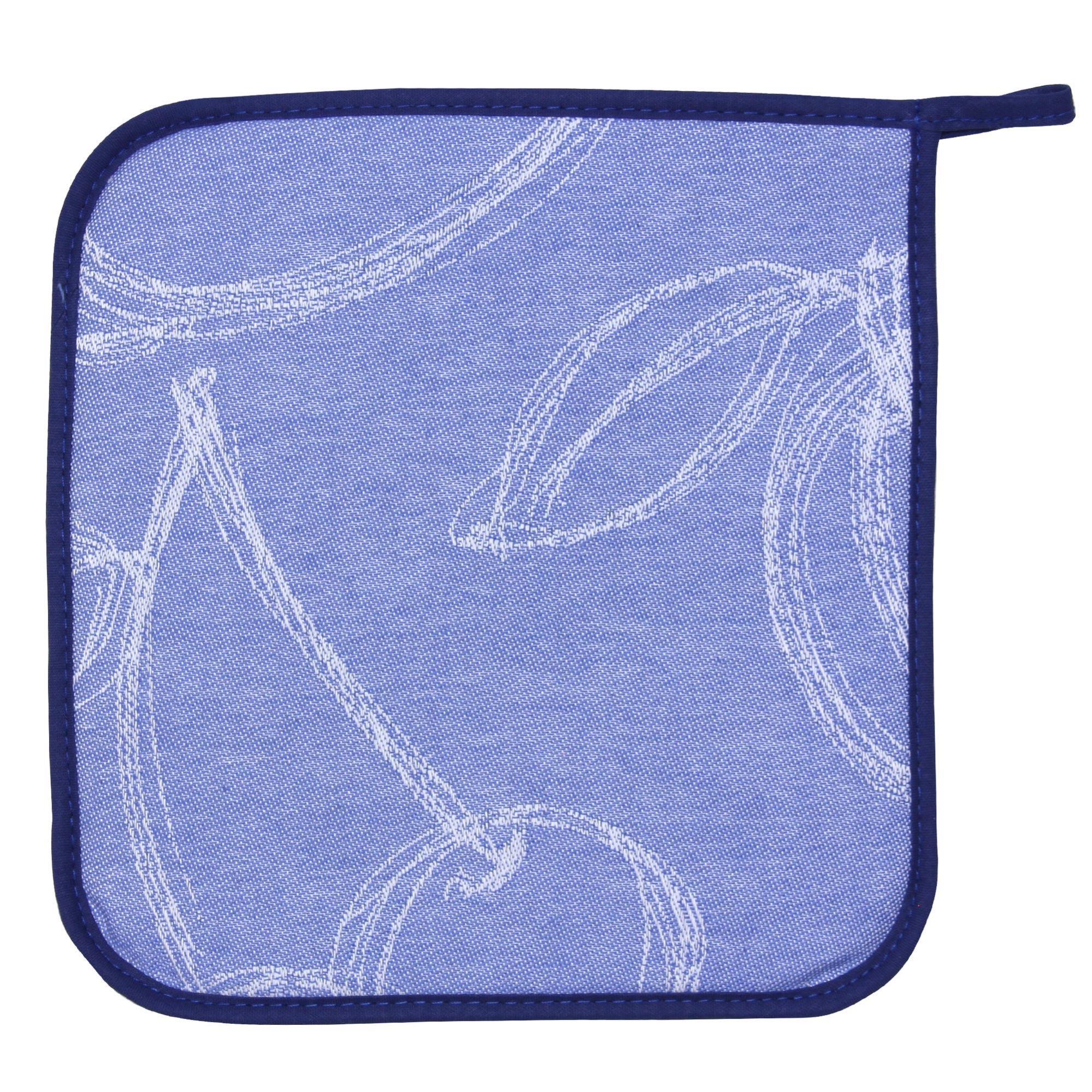 Manique de cuisine 20x20 cm matelassée coton LINE Bleu | Leroy Merlin