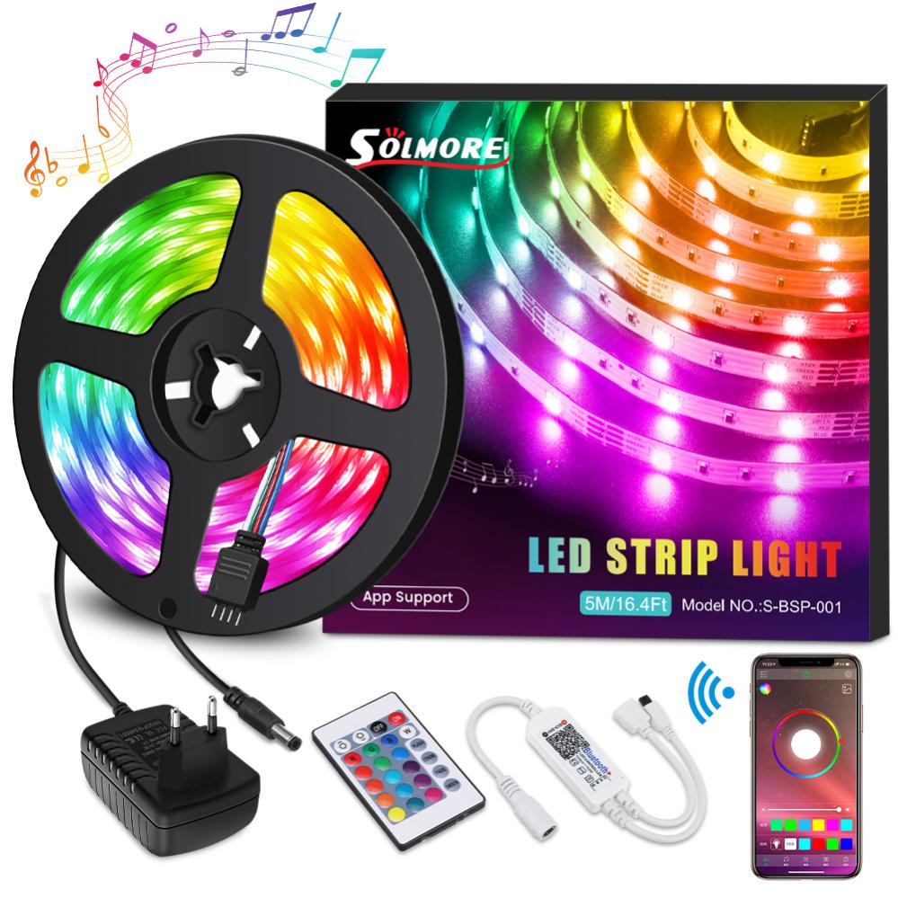 Ruban LED 5m, Bande LED 5050 RGB Bluetooth App Contrôle, Bande Lumineuse  Multicolore avec Télécommande, Synchroniser avec la Musique