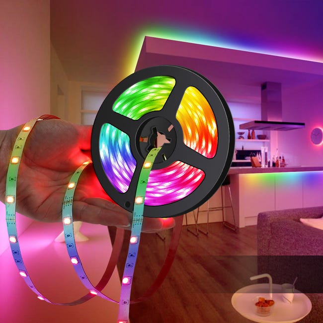 Ruban LED 20m, Bande 5050 RGB WiFi Multicolore, Contrôlé par APP, Sync avec  Rythme de Musique pour Maison Chambre Fête Cuisine pour Décoration Maison