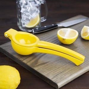 Relaxdays Presse citron manuel, presse agrumes 2 en 1 pour citron et citron  vert, Bar HxlxP: 5,5 x 7,5 x 22 cm, jaune