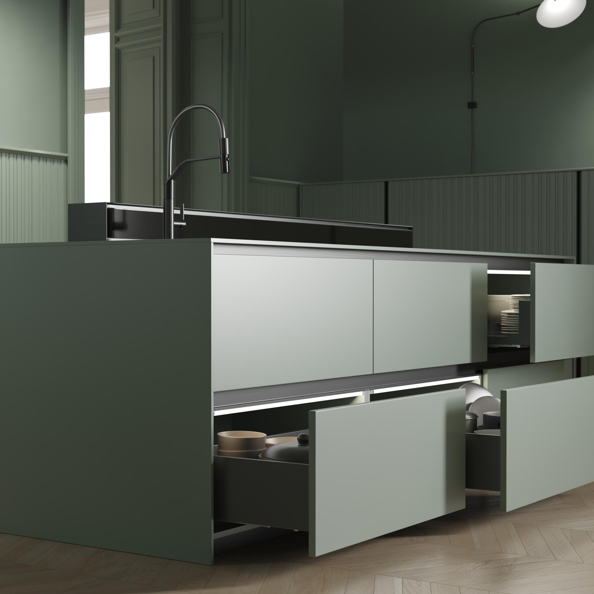 Emuca Portaposate Optima Vertex/Concept, Profondità 500 Mm, Spessore 16 Mm Modulo 1 000 Mm Tecnoplastica Grigio Antracite 82798514