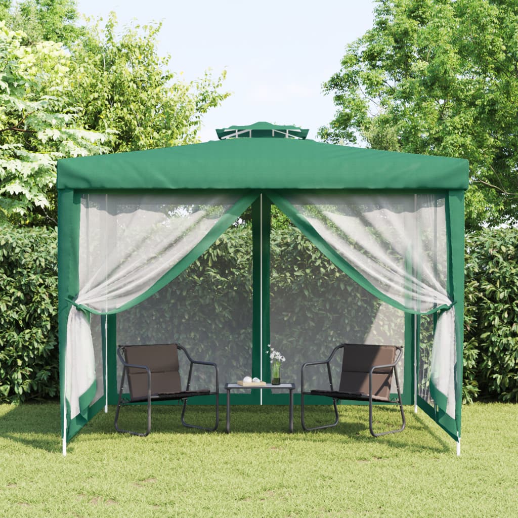 vidaXL Gazebo con Tetto Doppio Verde 3x3x2,68 m in Tessuto