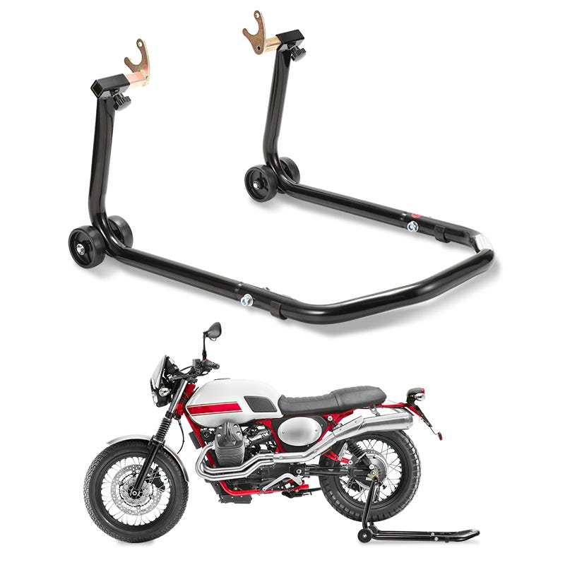 Support béquille de moto arrière lève moto arrière sur roulettes avec  adaptateurs caoutchouc noir