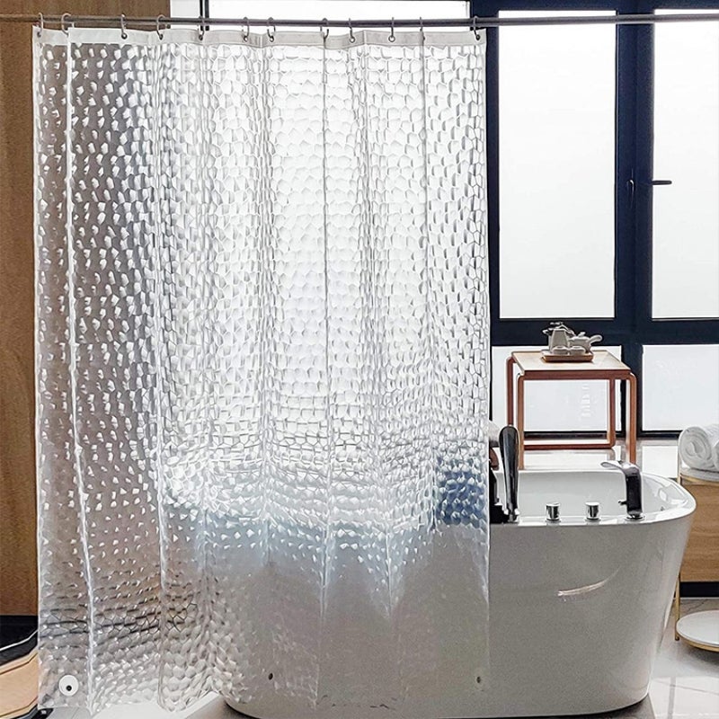 Rideau de douche en PEVA épais 200x200 cm，Résistant à l'eau et à la  moisissure，Ne nécessite pas de perçage
