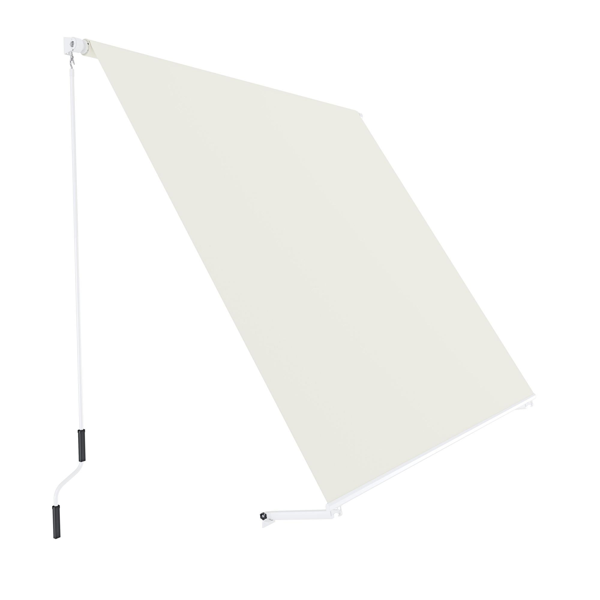 Happy Garden Tenda Da Sole Per Balcone In Rovere – 2x1,2 M – Tessuto Righe Bianco/Grigio Con Telaio Bianco - 4