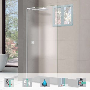 Saniclass Bellini Porte de douche 110x200cm avec paroi fixe verre