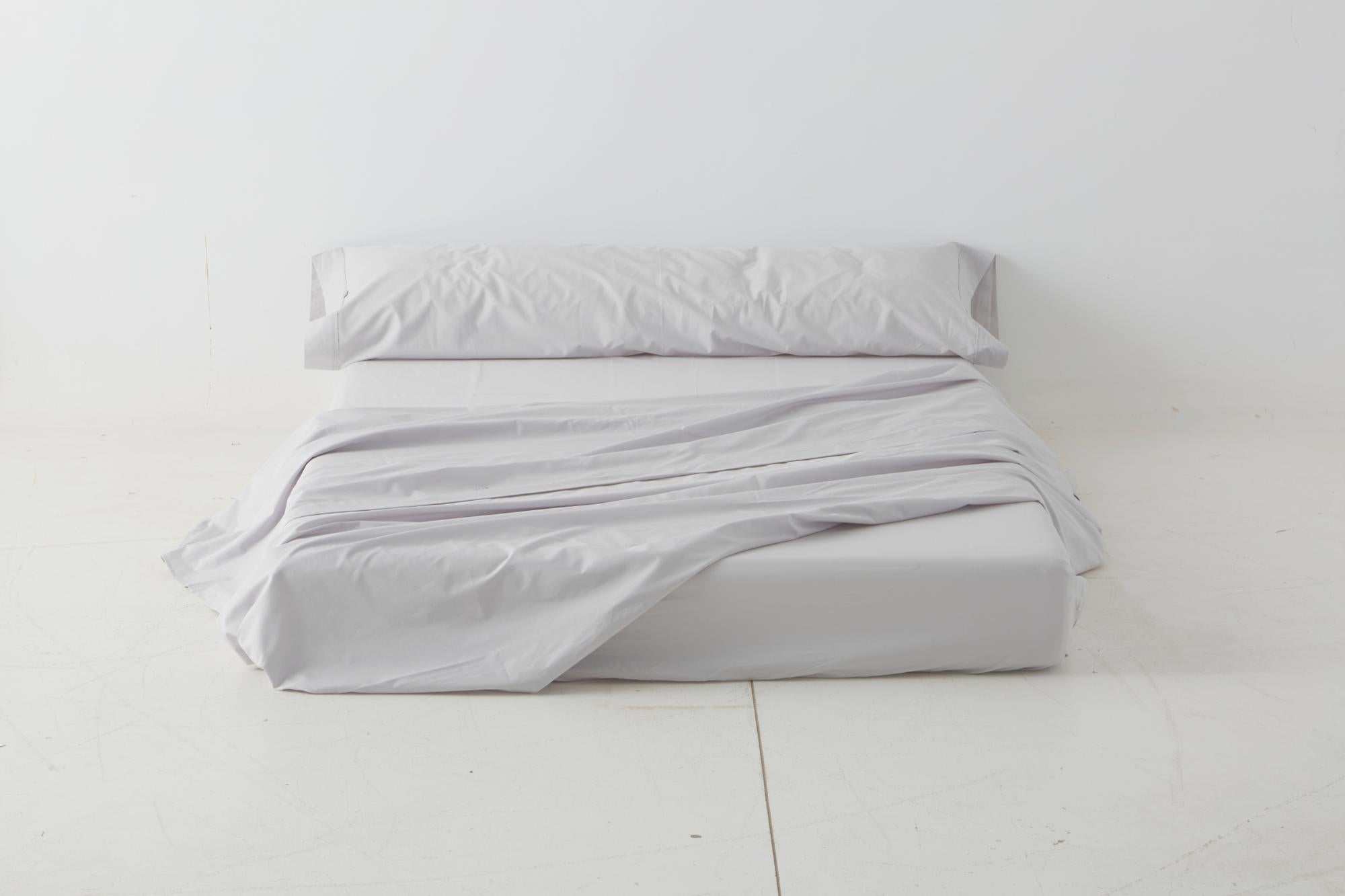 Estelia - juego de sábanas liso color blanco - cama de 160 (4 piezas) - 50% algodón / 50% poliéster - 144 hilos - resistente y duradero