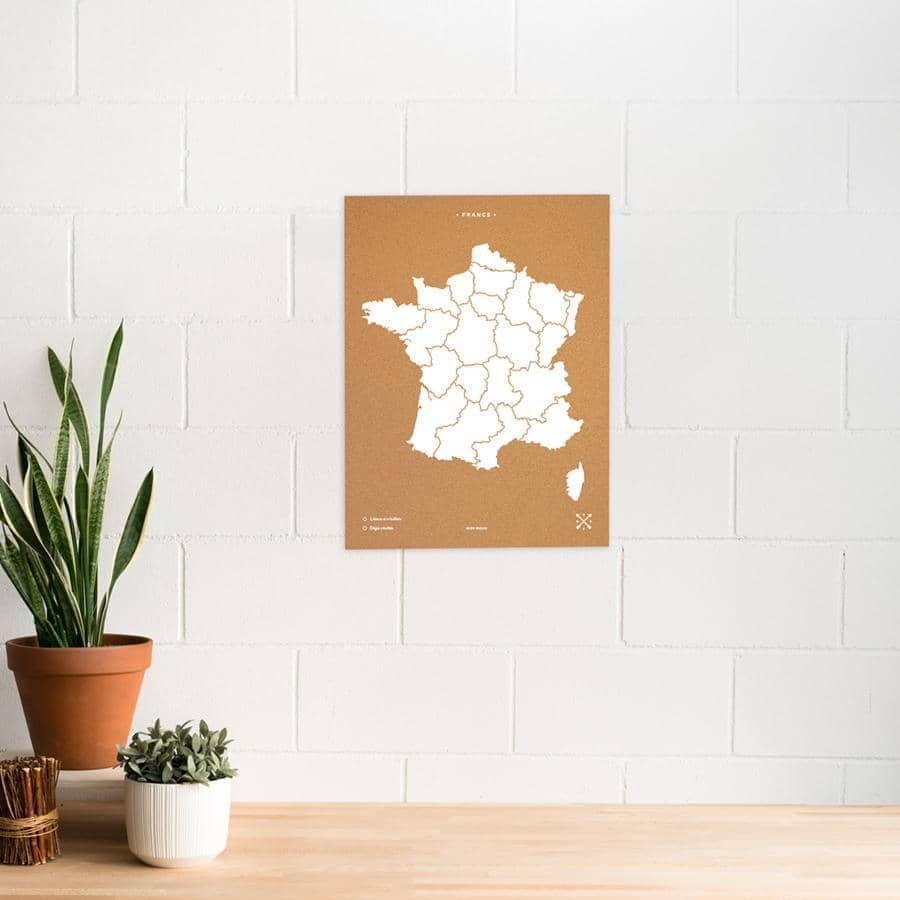 Carte en Liège - Woody Map Naturel France / 60 x 45 cm / Blanc / Sans Cadre