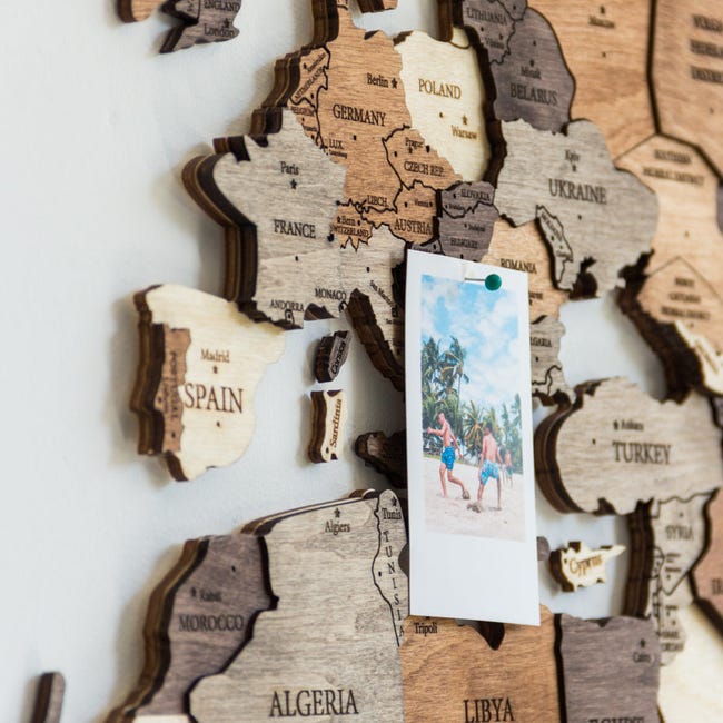 Mapamundi de madera - Woody Map 3D / 150 x 90 cm