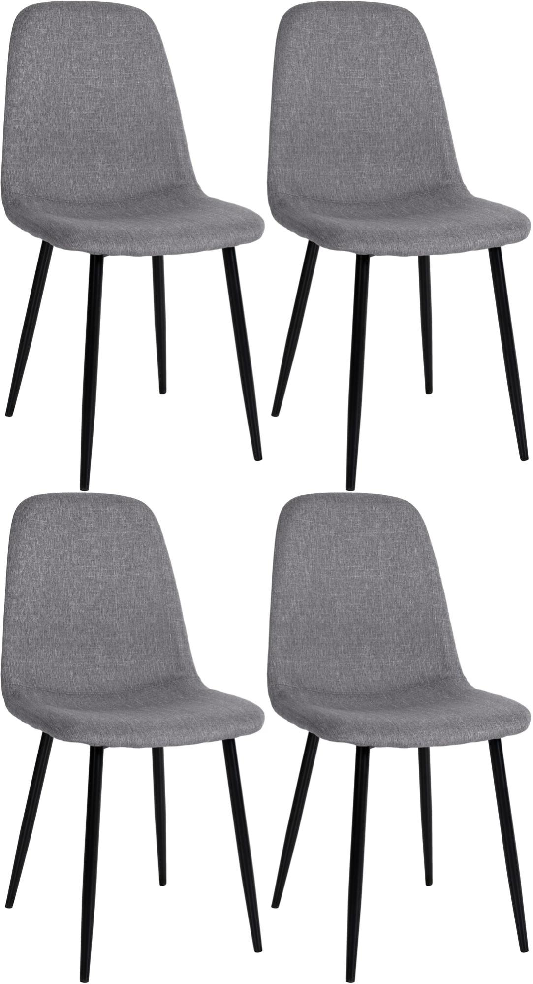 Lot 4 Chaises Tilde CLP - Tissu Gris Et Piètement Métal Noir - Neuves