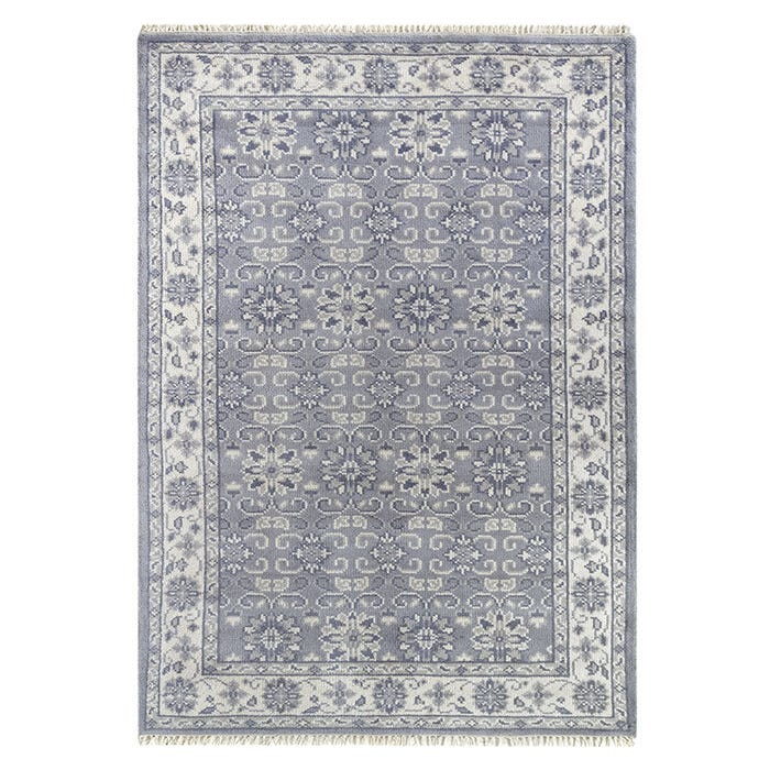 HAMID - Tapis moderne en laine Ushak, tapis de salon pour chambre à  coucher, salon, salon, colour gris( 250 x 200 cm )