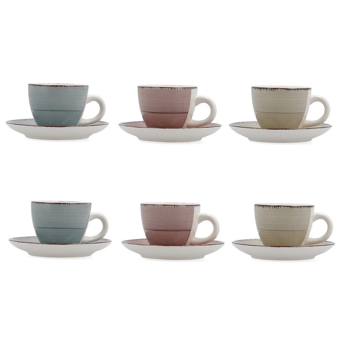 Juego De Tazas Café Con Platillos 12 Piezas Rosa 150ML — El Capitán