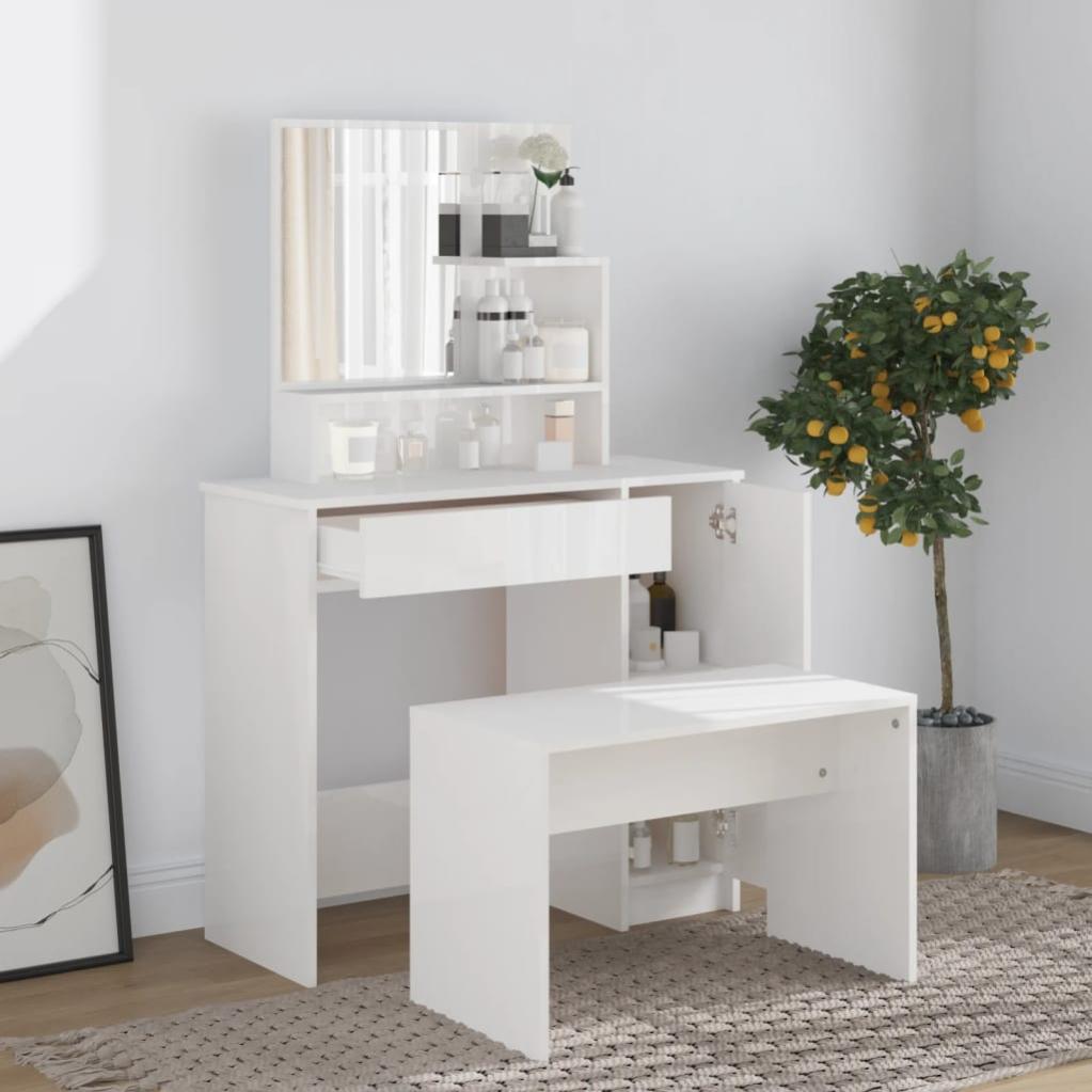 Redmon Contemporary Country Collection Mobiletto Da Toeletta Bianco – Pronto Da Montare, Con Ante E Ripiani - 2