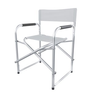 Sedia Regista Poltrona Pieghevole Alluminio Tubolare Ossidato Tessuto  Traspirante 600D Poltroncina Mare Spiaggia Camping Campeggio 79x48x55 Cm  Bianco