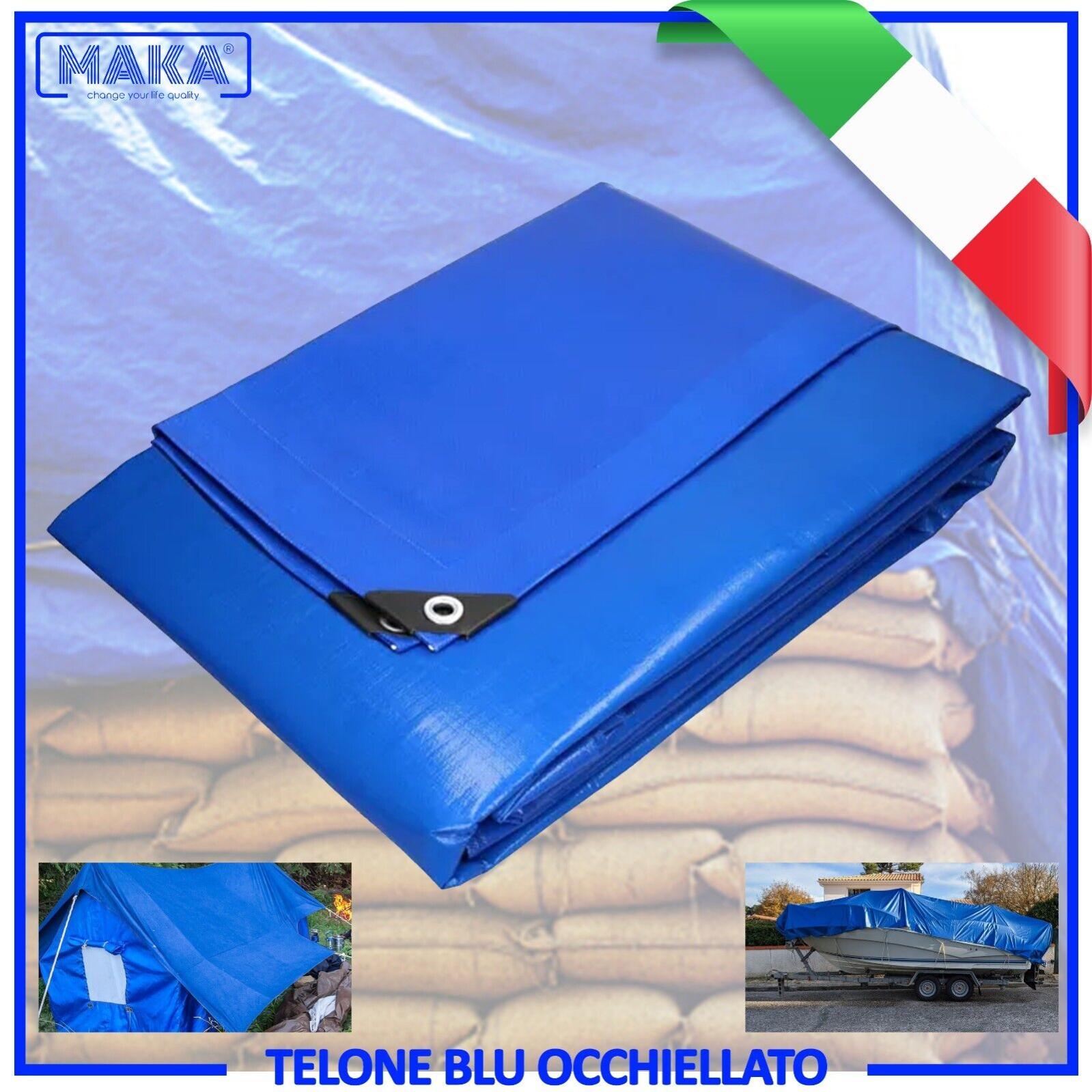 Telo Occhiellato Pesante 2x2mt - Polietilene 180gr/mq, Impermeabile, Anti UV, Verde/Blu, Per Coperture
