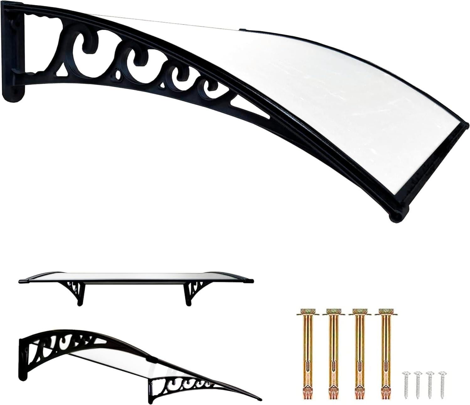 Pensilina Modulare Biacchi Naxos Compact 120x100 Cm – Policarbonato Trasparente, Struttura In Alluminio, Arco Moderno, Nero
