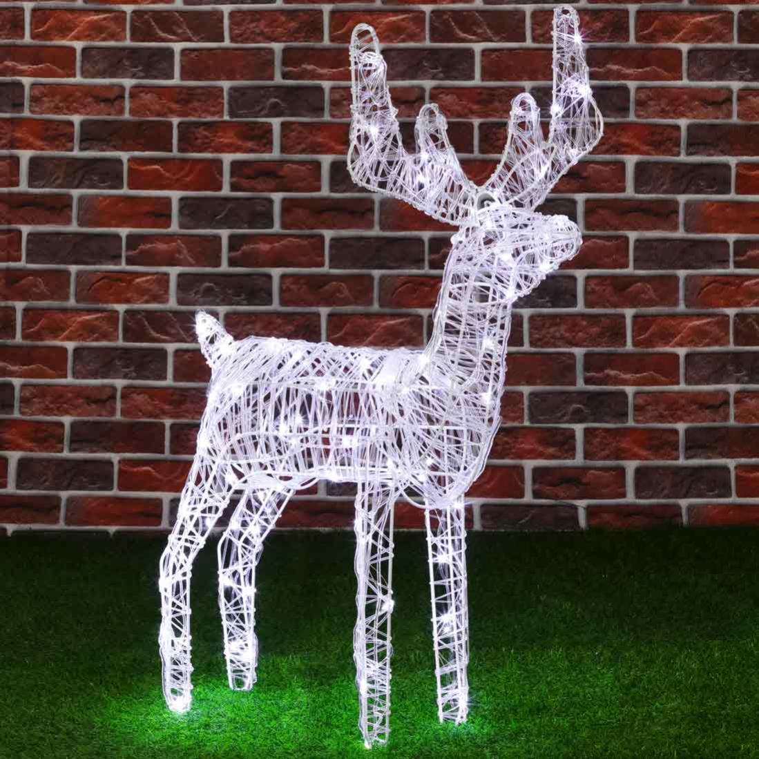 Renna Natalizia Luminosa Da Esterno Renna Natalizia Luminosa per Esterno 80 LED Bianco Freddo Addobbi 3D