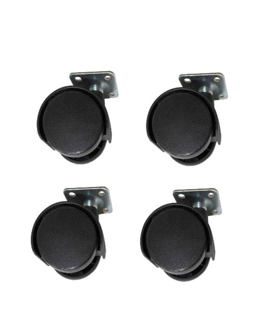 4 Ruote Di Ricambio Per Carrello Della Spesa – 2 Paia – Ruote In Plastica E Schiuma – Nero - 2