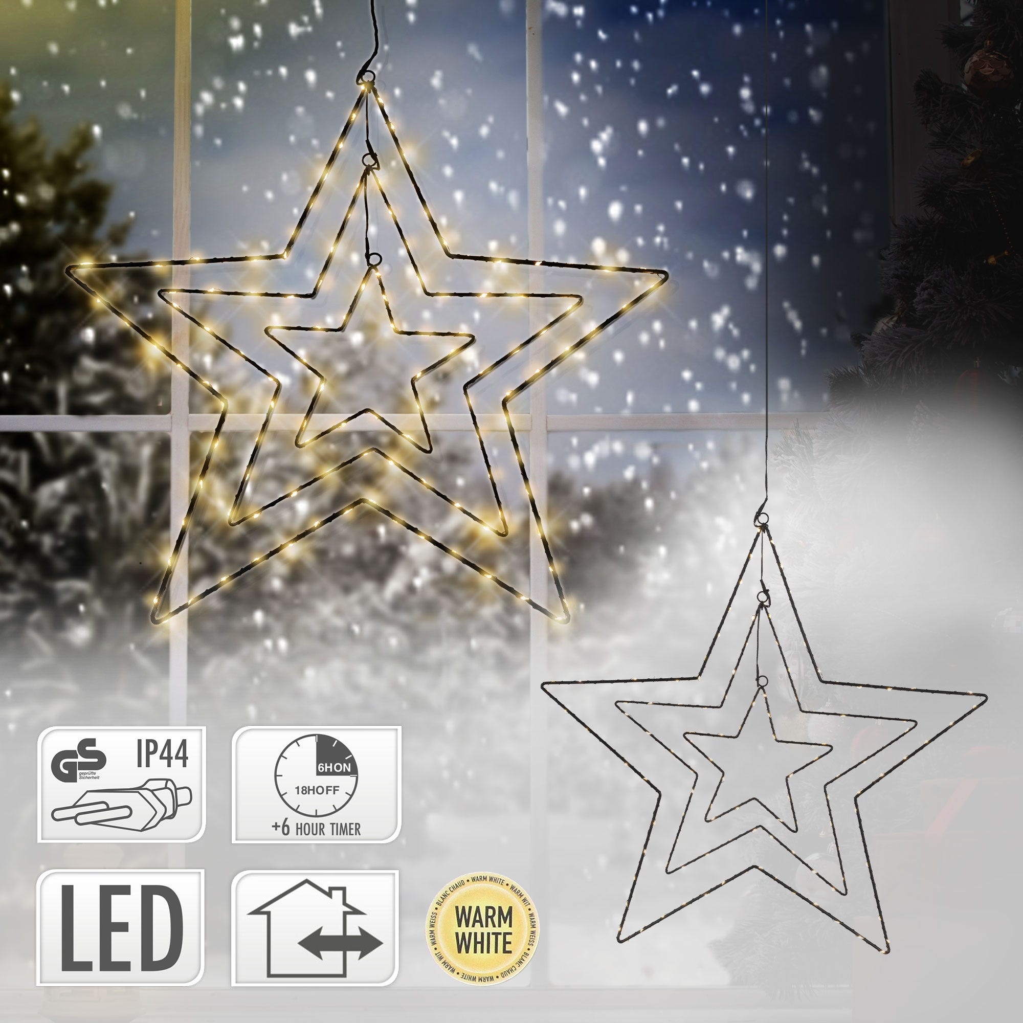 Étoile de Noël LED Décoration de Noël Étoile lumineuse Éclairage Minuterie