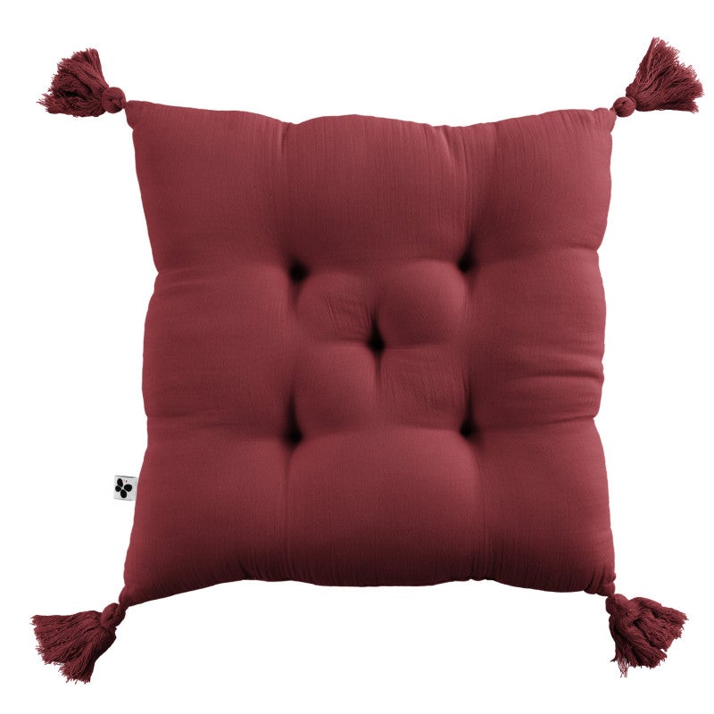 Grand coussin déhoussable double gaze de coton rose lit ou canapé