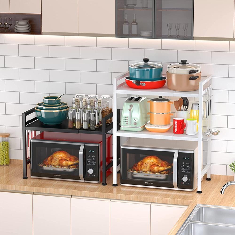 Mensola Microonde Allungabile Forno a Supporto,Scaffale per Forno a Microonde Cucina della Griglia del Forno Salvaspazio-con 6 ganci-40/644536,5 cm (Bianco Mensola Microonde Allungabile Forno a Supporto,Scaffale per Forno a Microonde Cucina della Griglia del Forno Salvaspazio-con 6 ganci-40/644536,5 cm (Bianco