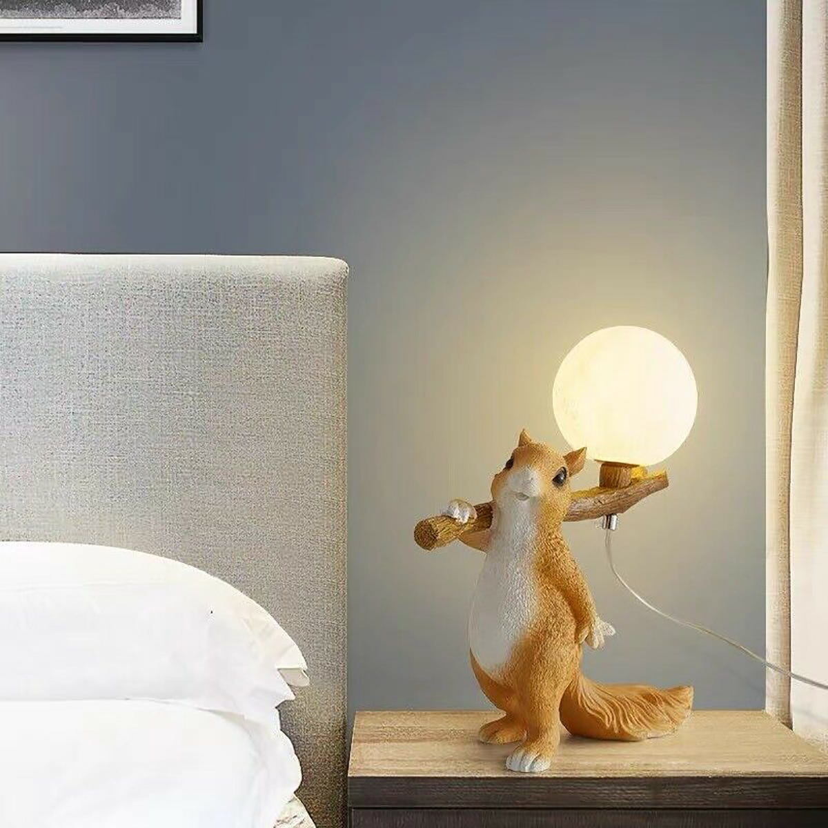 Lampe de table de bureau LED G9 écureuil lumière chevet chambre