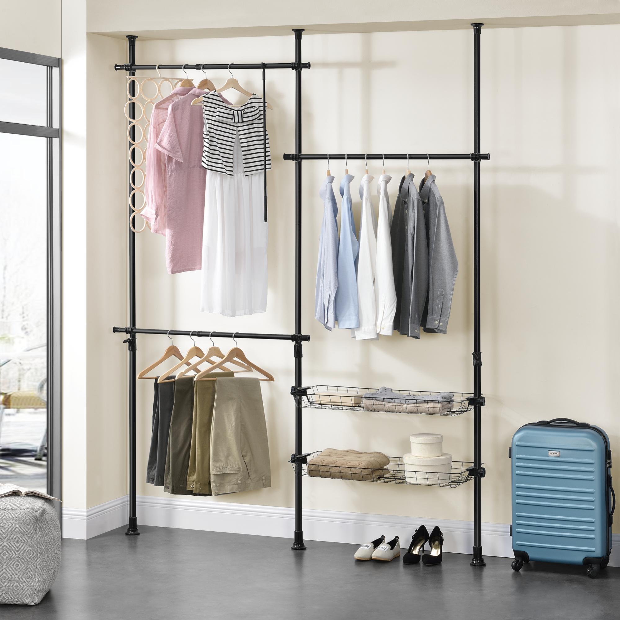 VidaXL Appendiabiti In Acciaio Nero Con Ripiani – 59x35x150 Cm – Pratico E Moderno Per Camera E Ingresso - 5