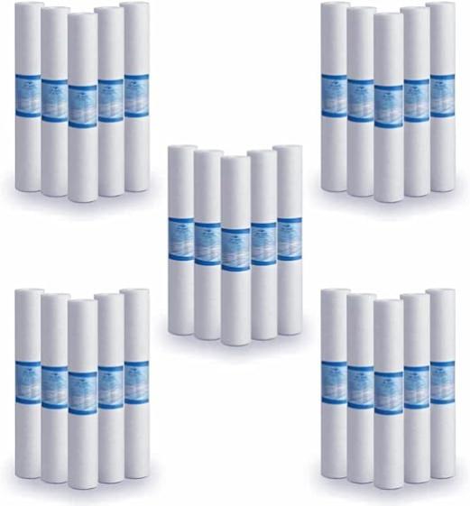 Filtro Sedimenti 20 Pollici 25 Micron - 6 Pezzi, In Polipropilene, Per Rimuovere Sabbia, Fango E Ruggine Dall'acqua