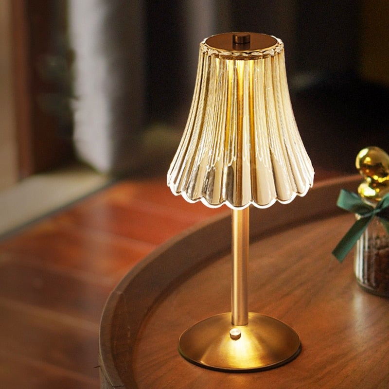 Lampe de Table Rechargeable Rétro en Verre, Lampe sans fil