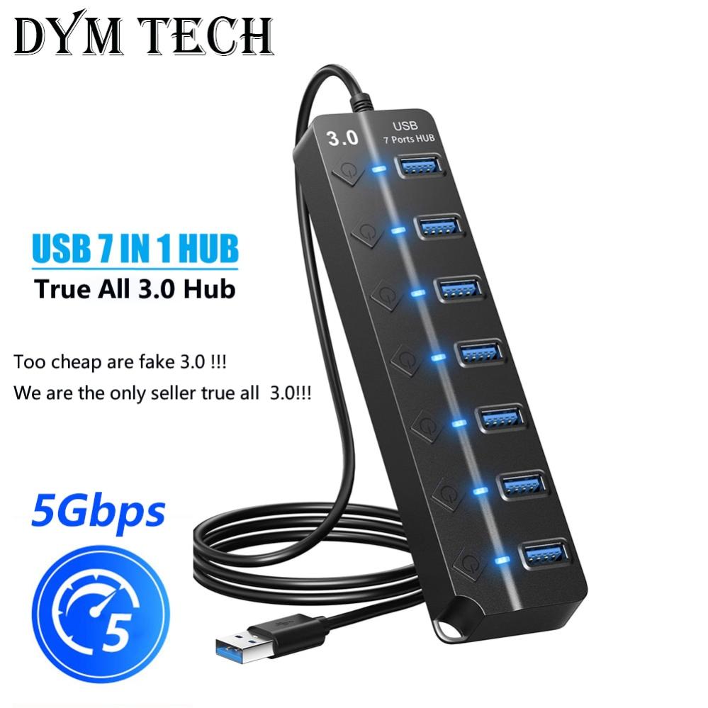 Hub USB 3.0 à 7 Ports - Multiprise USB 5 Gbps Avec Câble 1 M - Compact, Alimenté - Pour Disque Dur, Imprimante, Périphériques - 9